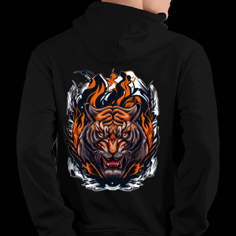 Flaming Tiger- Unisex-Pullover Hoodie