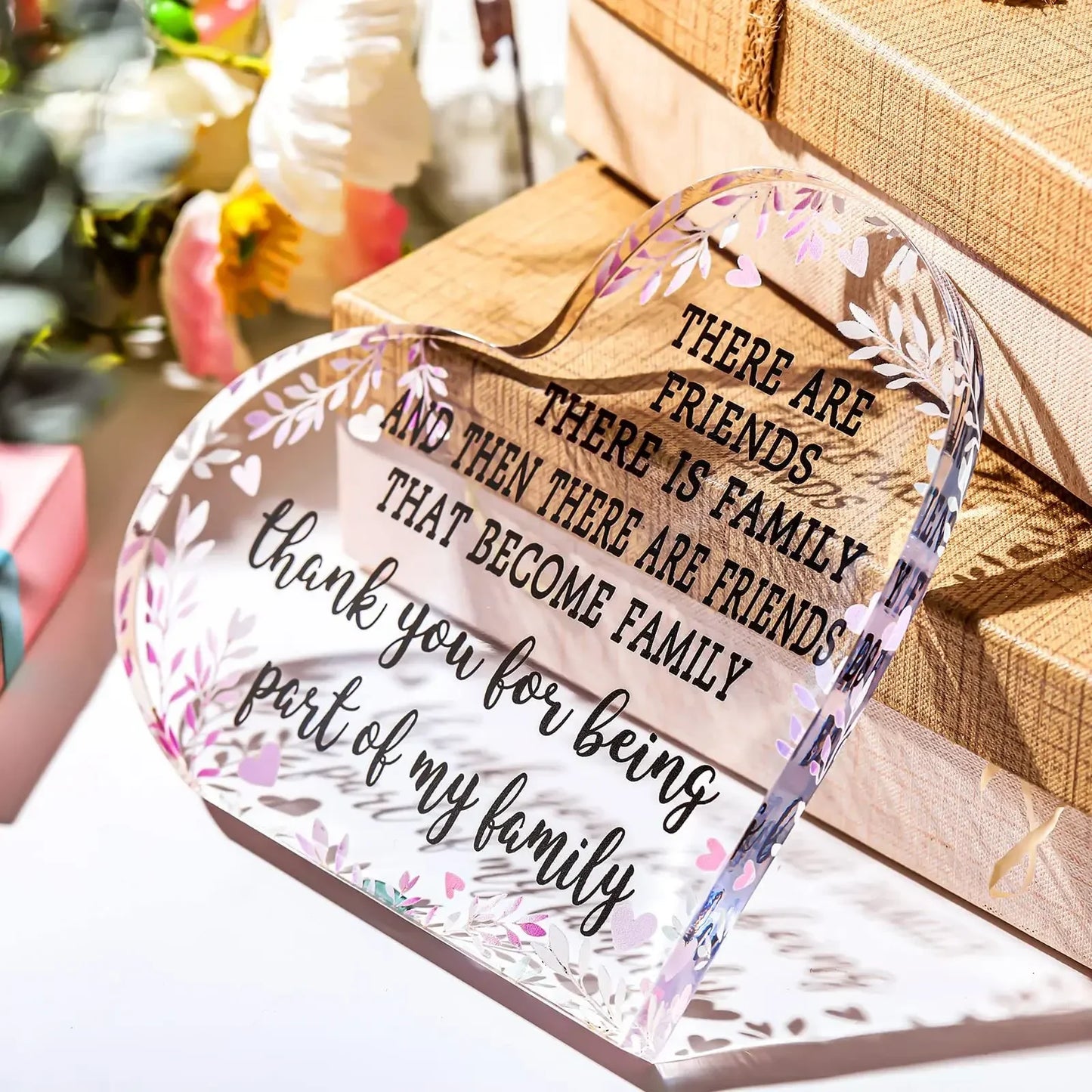 Beautiful Hand-Printed Acrylic Heart Plaque Mother's Day Gift