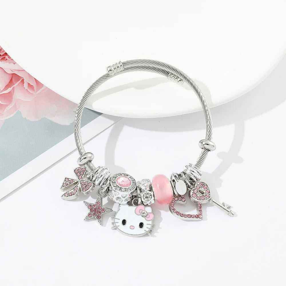 Cute Lovely Cartoon Cat Fashion Beaded Panjia Bracelet