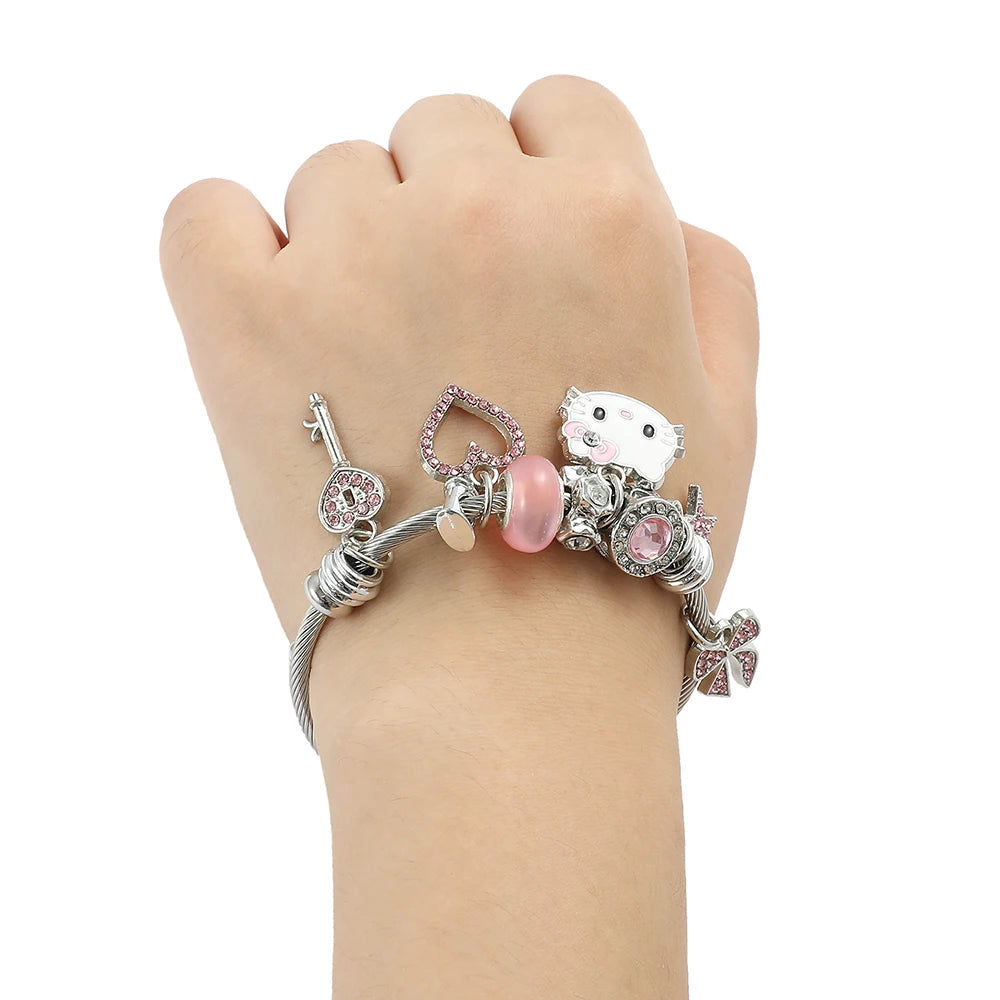 Cute Lovely Cartoon Cat Fashion Beaded Panjia Bracelet