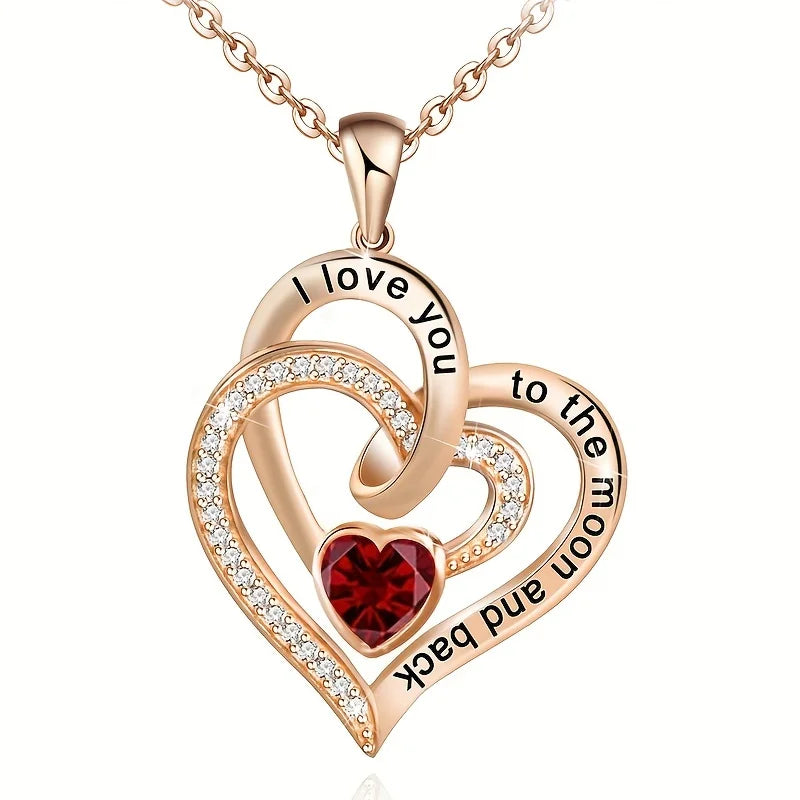 Luxury Love Heart Necklace With Rose Gifts Box For Women  Jewelry Gift