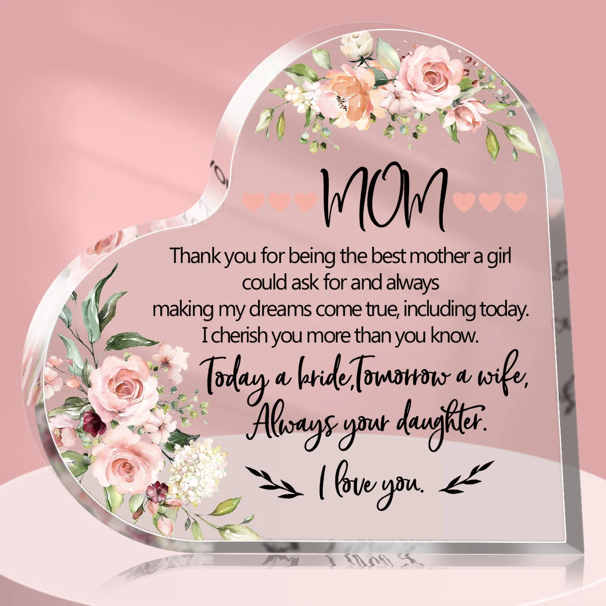 Acrylic Heart Plaque for Mom