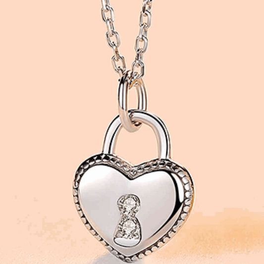 Heart Lock Pendant 925 Sterling Silver Necklace