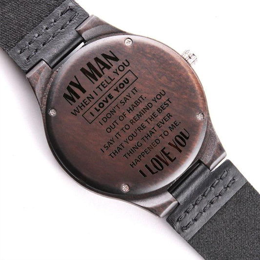 My Man! Engraved Wooden Watch