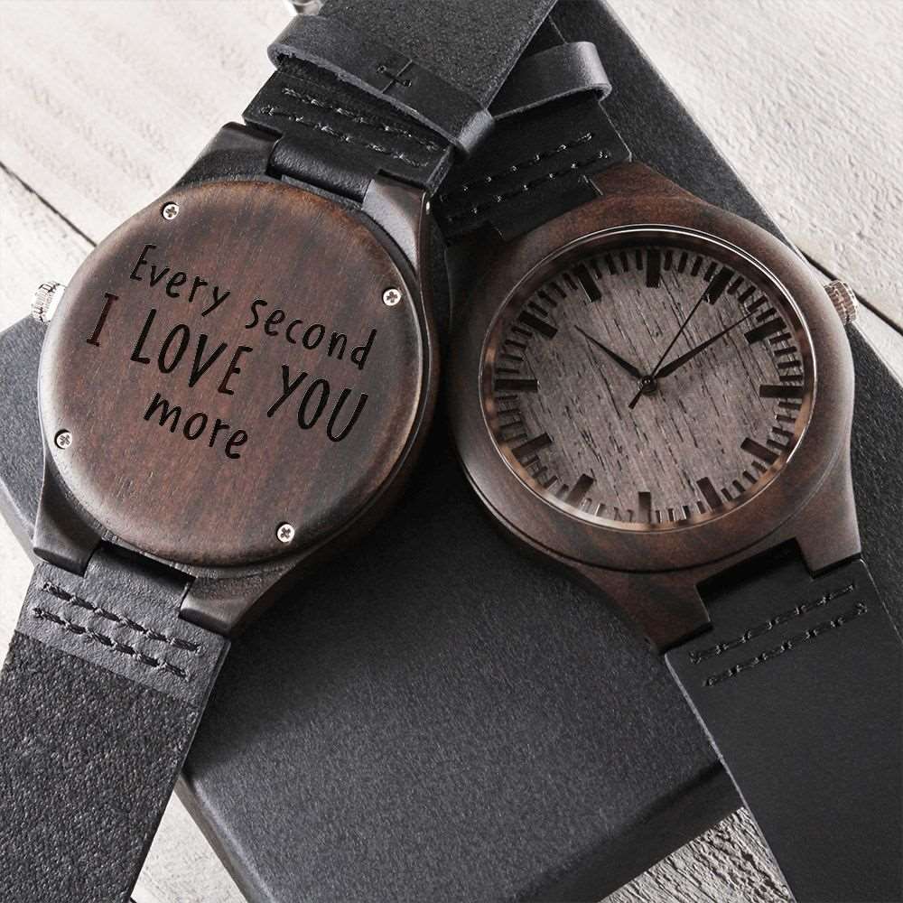 Heart Felt Message! Engraved Wooden Watch