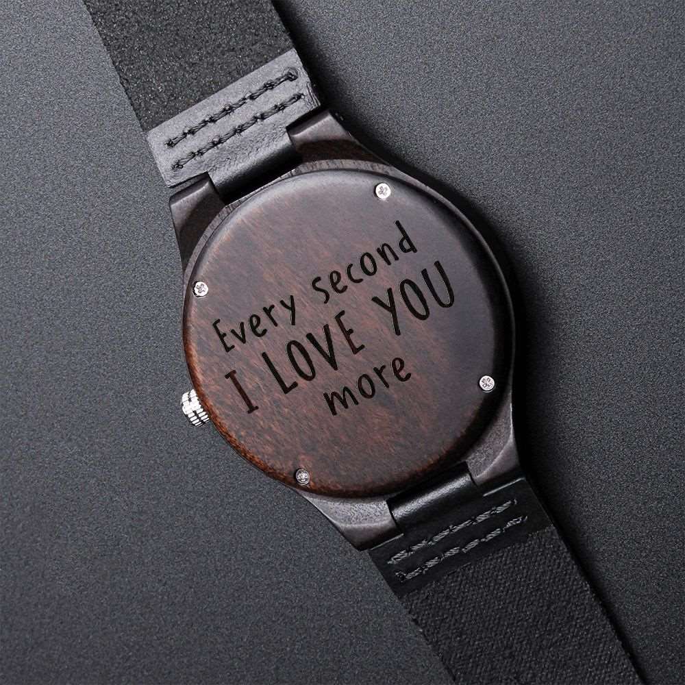 Heart Felt Message! Engraved Wooden Watch