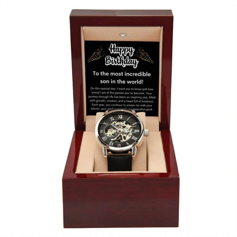 Gift for Son- Mens Openwork Watch