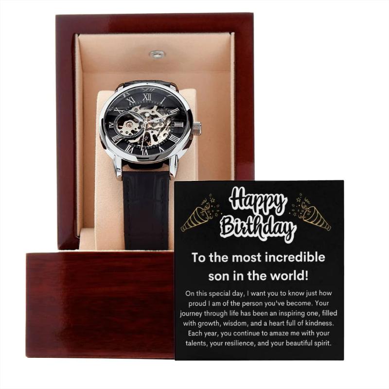 Gift for Son- Mens Openwork Watch