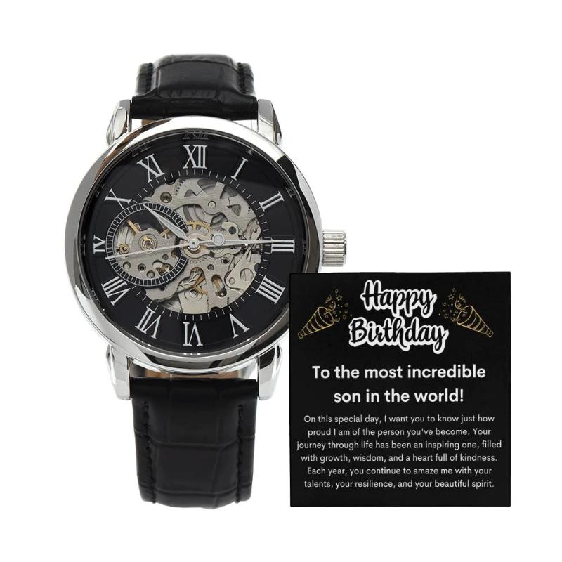 Gift for Son- Mens Openwork Watch