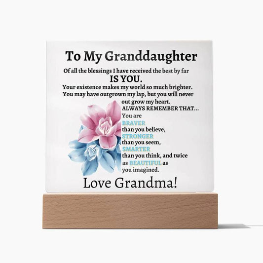 Acrylic plaque for Granddaughter- Sweet Message from Grandma