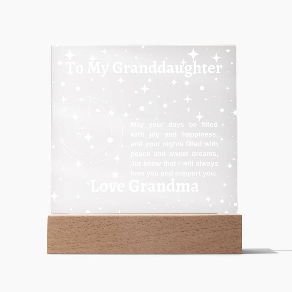 LED Acrylic Plaque Gift for Granddaughter-Multi Color