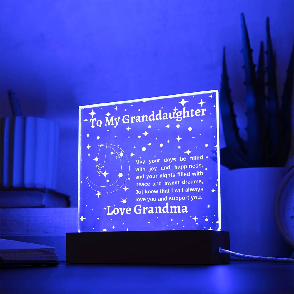 LED Acrylic Plaque Gift for Granddaughter-Multi Color