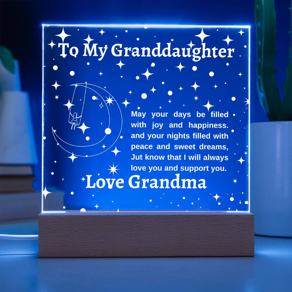 LED Acrylic Plaque Gift for Granddaughter-Multi Color