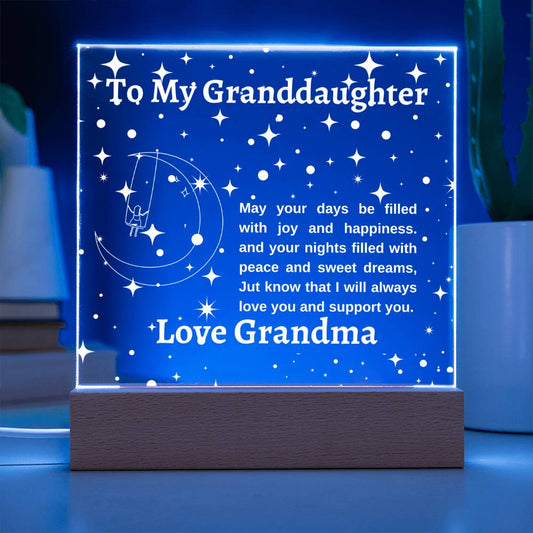 LED Acrylic Plaque Gift for Granddaughter-Multi Color