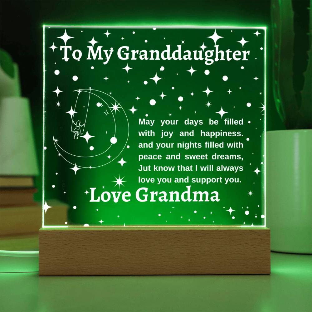 LED Acrylic Plaque Gift for Granddaughter-Multi Color