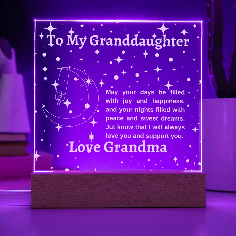 LED Acrylic Plaque Gift for Granddaughter-Multi Color