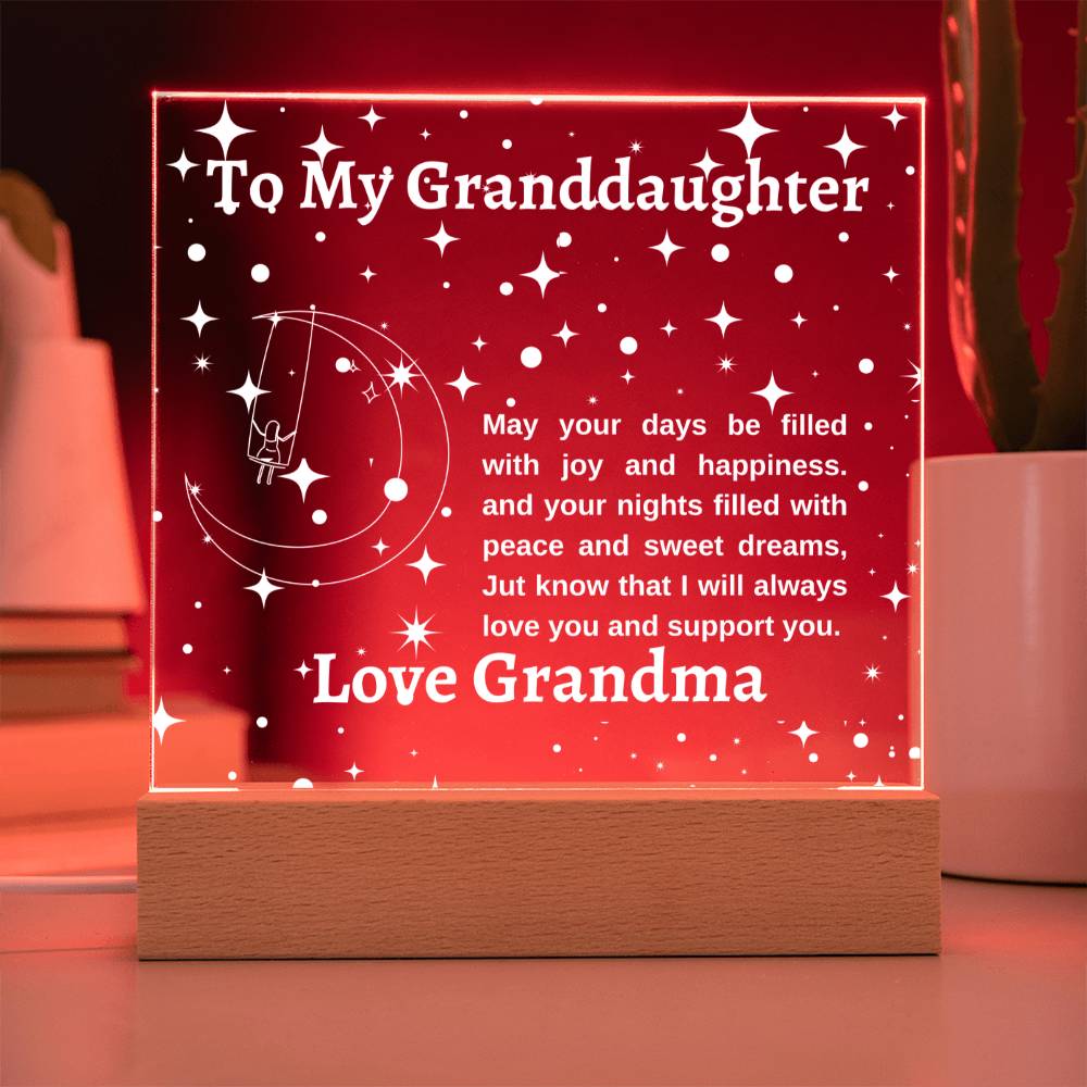 LED Acrylic Plaque Gift for Granddaughter-Multi Color