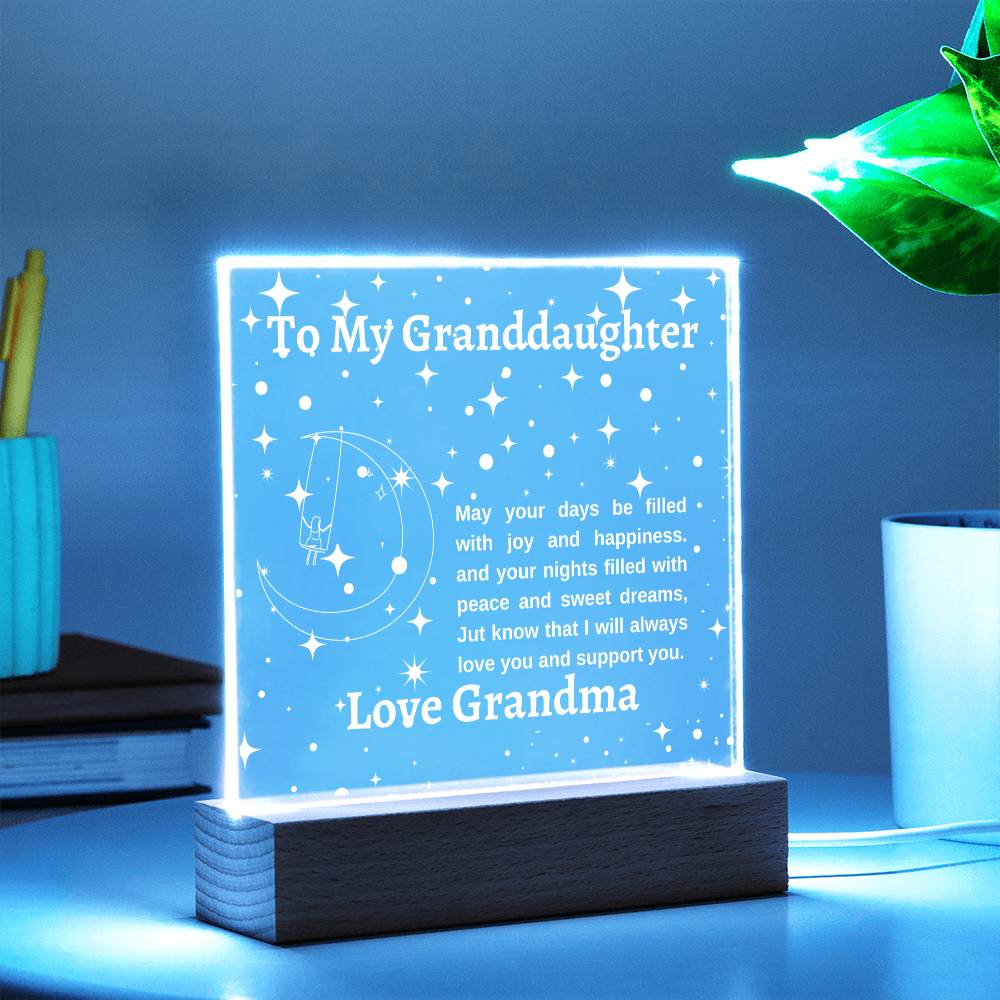 LED Acrylic Plaque Gift for Granddaughter-Multi Color