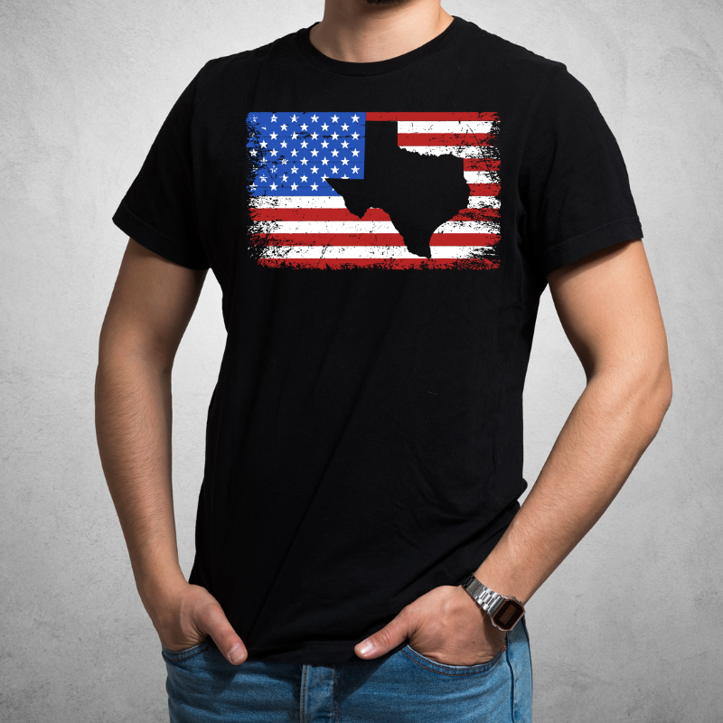 American Flag Heart of Texas- Unisex T-Shirt